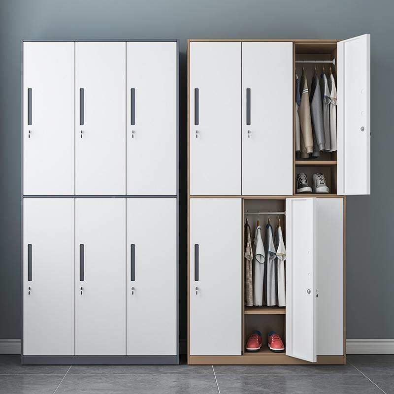 钢套色更衣柜员工宿舍换衣柜拆装加窄边制多门储物柜59889带锁厚