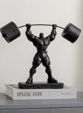 创意简约举重抽象人物雕奢塑45368以摆件酒柜风装饰品全力赴轻树