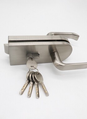 SS201玻璃门锁带把手拧高办室隔断把手双开隔断带锁推拉门公锁通