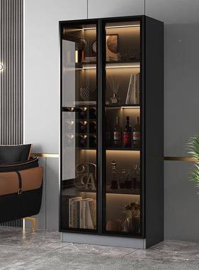 轻酒柜靠墙储物柜简约餐边柜家一用奢体边柜玻璃门展示柜90282商
