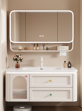 ?新款多风实F78988！木胺侧边柜款智能浴室柜卫生间陶巴一体盆柜