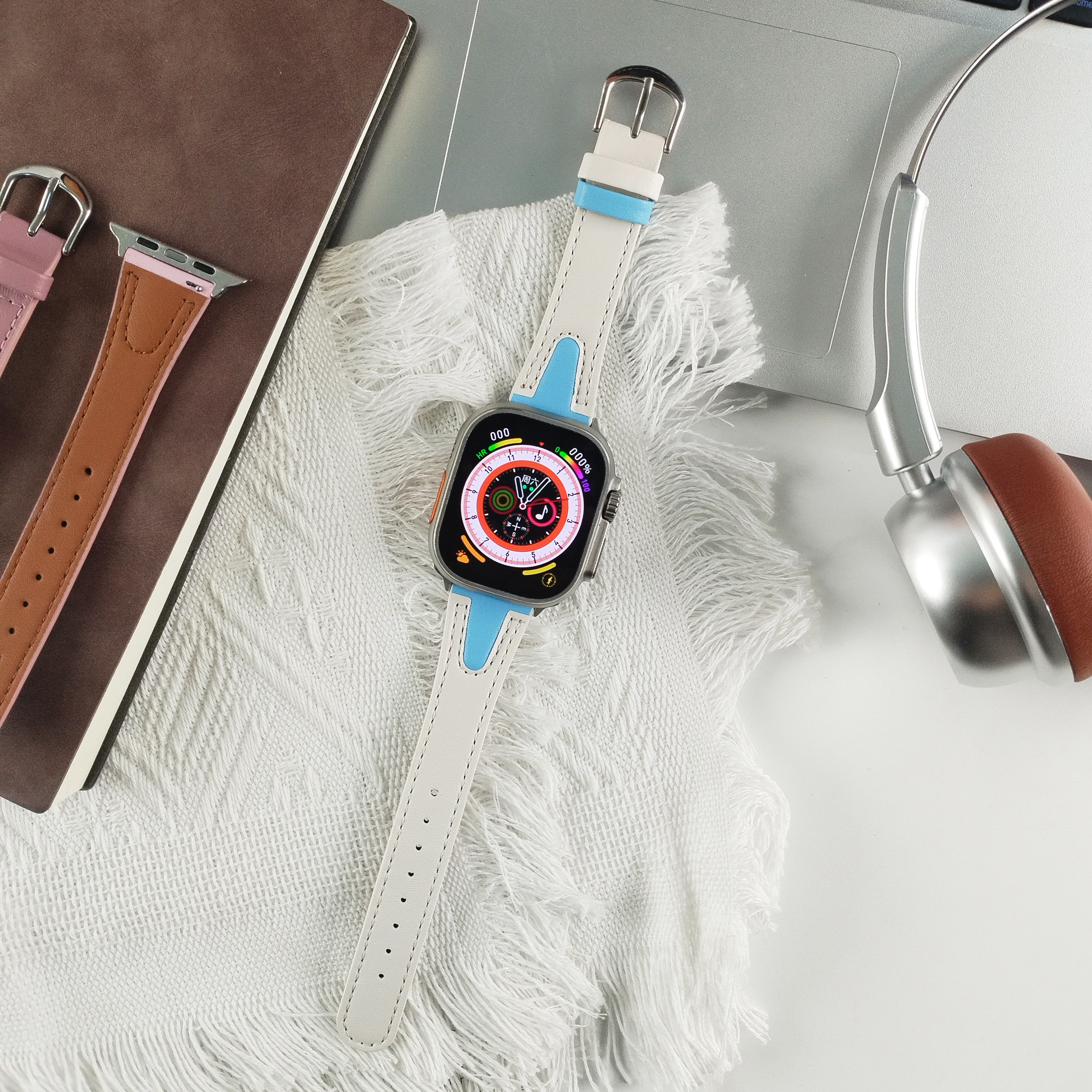 适用iwatch11表带applewatch9苹果S11手表S8果冻真皮S7个性se3小众新品S10女生10高级ultra智能watch运动新款图片