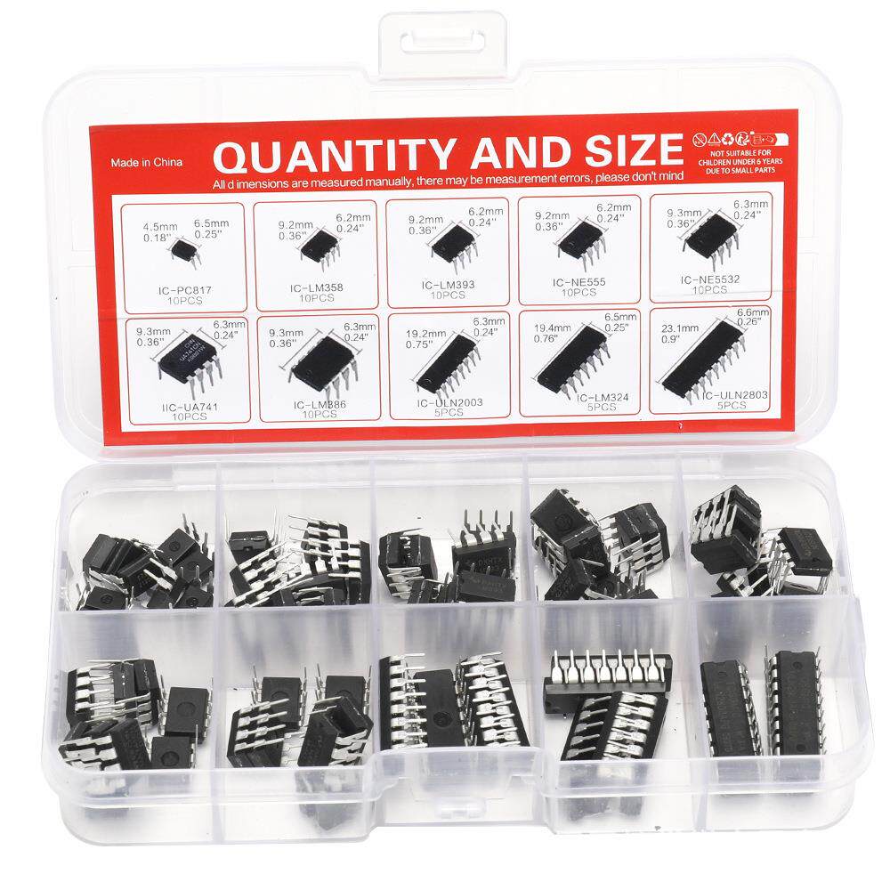 85PCS 10种规格IC NE555 LM324集成电路芯片套件 DIP单精度定时器