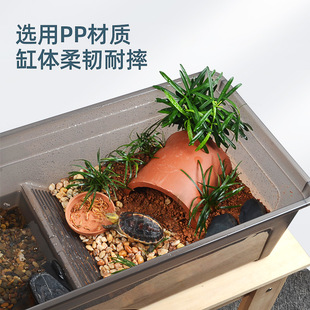 乌龟生态缸大型家用黄缘龟专用饲养箱水陆两栖半水龟造景摆件套餐