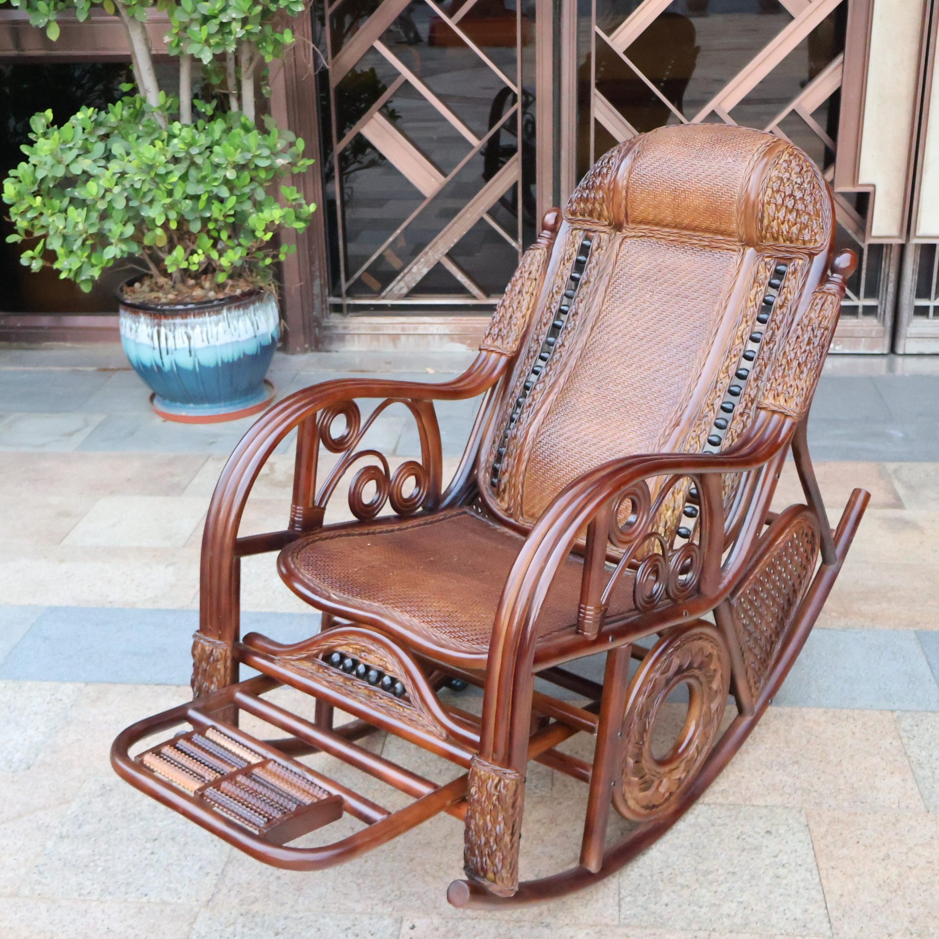 别墅阳台家用躺椅休闲懒人午休逍遥椅护腰摇椅家用真藤编摇椅躺椅,住宅家具,摇椅,淘宝优惠券,粉丝福利购,淘宝优惠卷