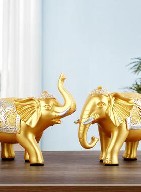 招财大象摆件一对创意家居客厅酒柜装饰品摆设办公室桌面轻奢高档