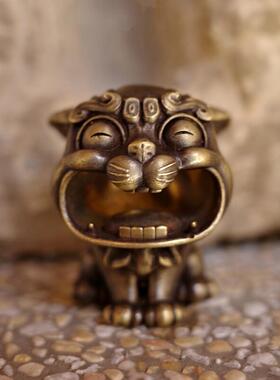 村野铜原创云南铜瓦猫招财纳福客厅创意可爱中式小摆件香插装饰品