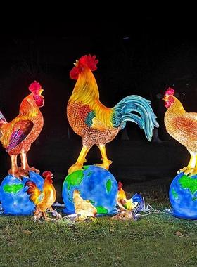 饭店农场彷真公鸡母鸡动物雕塑饭炒鸡店户外园林景观公园装饰摆饰