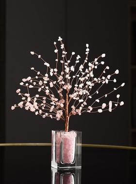 入门玄关水晶发财树摆件轻奢高档客厅电视柜酒柜装饰品高级感小众