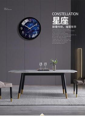 Momo门挂钟皇家蓝色圆形创意石英钟家庭客厅无声扫秒钟金属挂钟