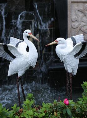 仿真白鹭装饰树脂仙鹤造景户外庭院摆件