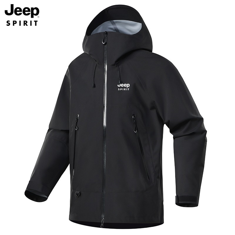 JEEP SPIRIT吉普冲锋衣夹克单层男春季户外防风防水连帽外套男士