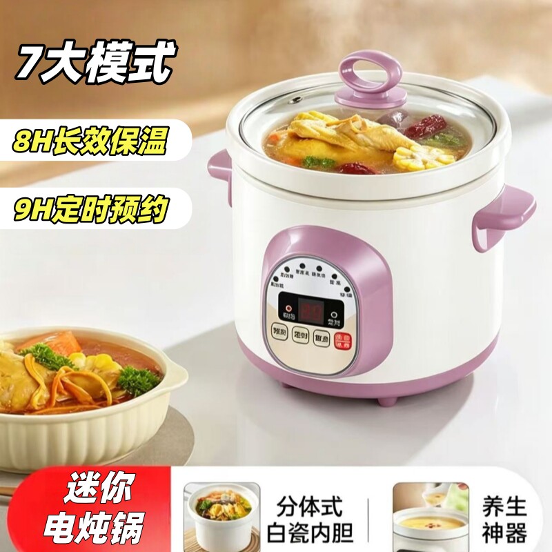 迷你电炖锅小号陶瓷无涂层煲汤家用宿舍小型多功能炖汤锅一人食