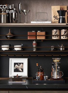 样板房间客厅田园风咖啡厅装饰摆件展示柜软装布置美学陈列高级感