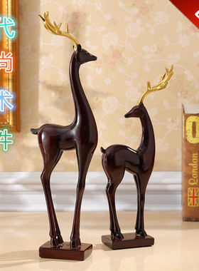 创意情侣鹿摆件客厅酒柜电视柜玄关工艺家居饰品高档奢华结婚礼物