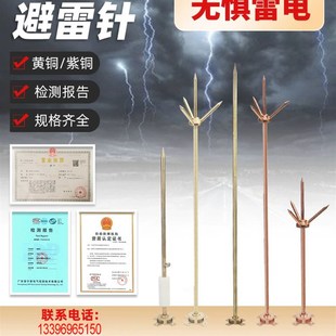 厂家直销船用纯铜避雷针紫铜黄铜工程室外防雷屋顶家用避雷针立杆