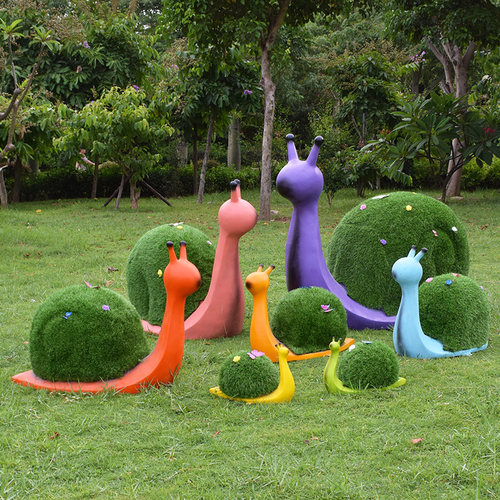 幼儿园装饰户外仿真动物草皮绿植蜗牛玻璃钢雕塑花园小区草坪摆件
