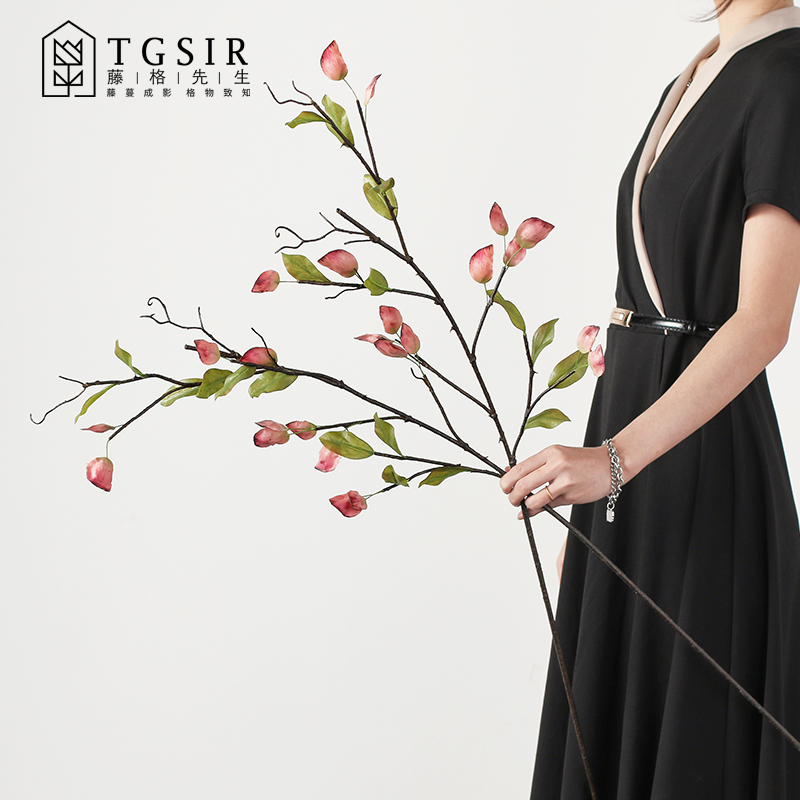 粉色桃豆仿真花客厅电视柜高档装饰假花束果实摆件手工插花鹰嘴豆