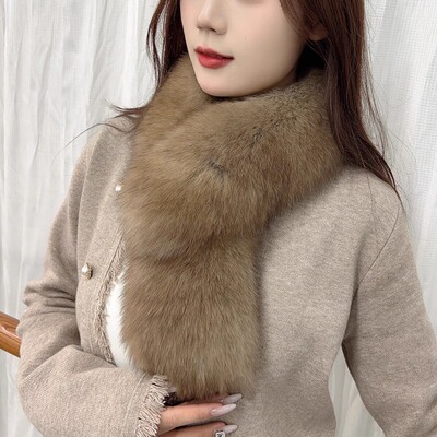 双面狐狸毛围巾围脖女冬季保暖皮草毛毛围巾毛领子韩版百搭