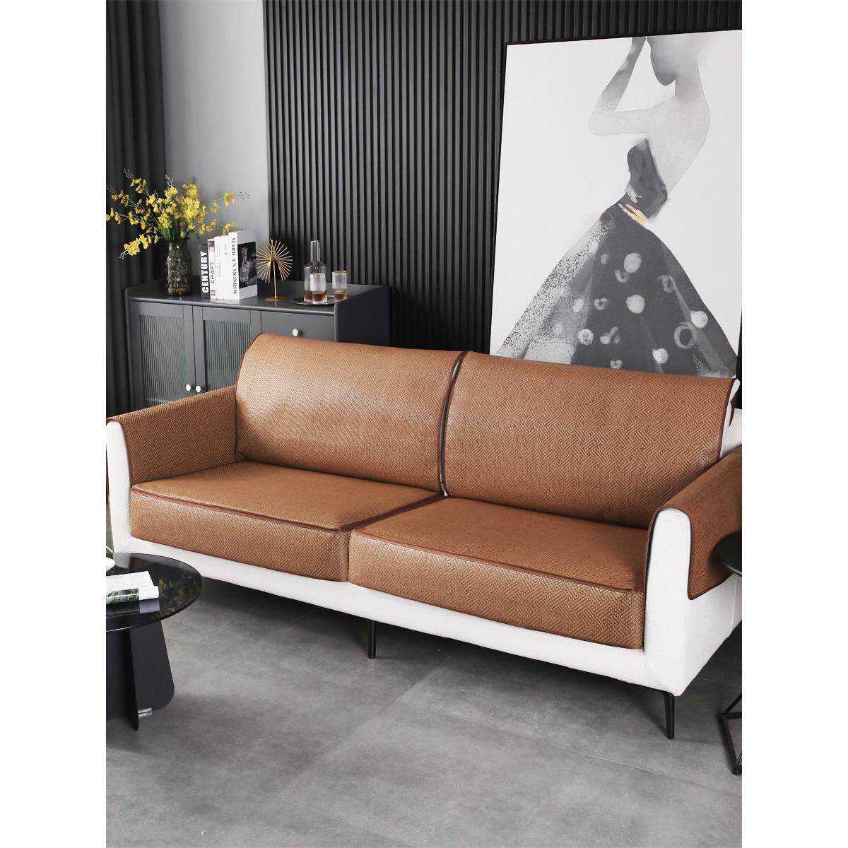 夏季凉席藤竹冰藤防滑沙发垫藤席全包沙发笠沙发罩套夏天凉垫定做