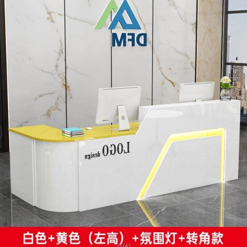 简约吧台收银柜台转角店铺柜台商用服务台公司前台办公桌接待台定