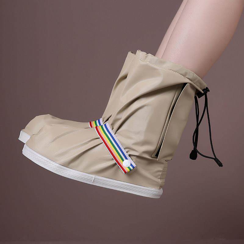 中筒时尚防雨鞋套防水防滑加厚底加高男女款骑车步行旅游便携耐用