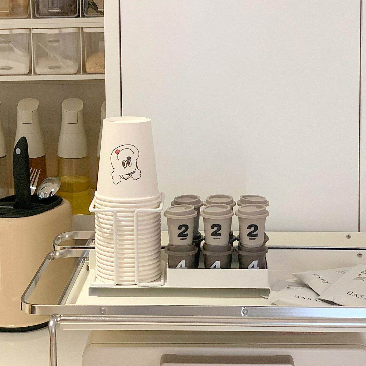 一次性纸杯收纳架 桌面杯架咖啡糖包茶包收纳盒厨房办公室家用