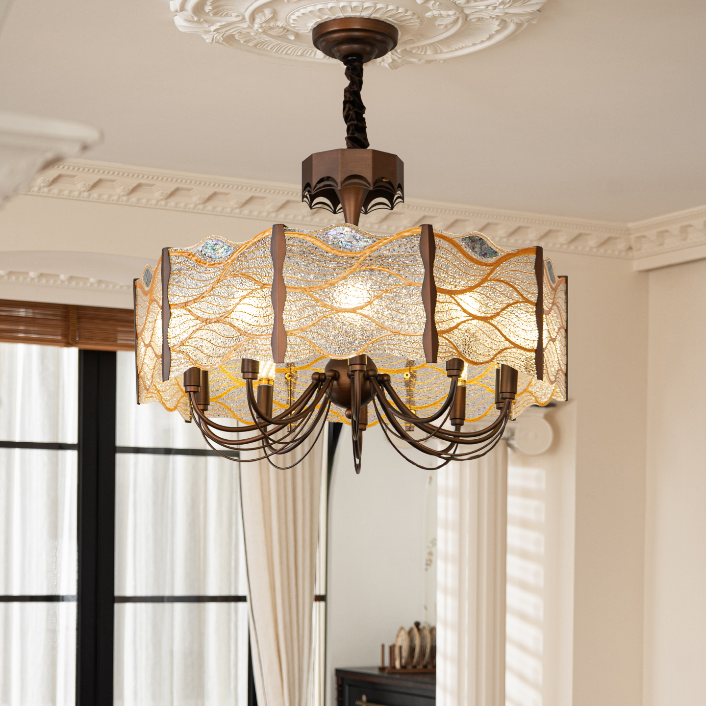 螺钿镶嵌传承大气客厅主灯