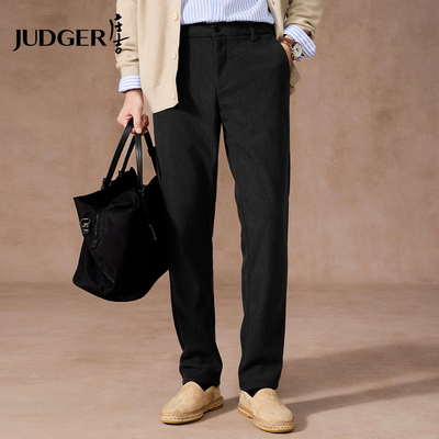 【桑蚕丝羽绒附绒】庄吉灯芯绒男士休闲裤2025秋冬新款直筒长裤子