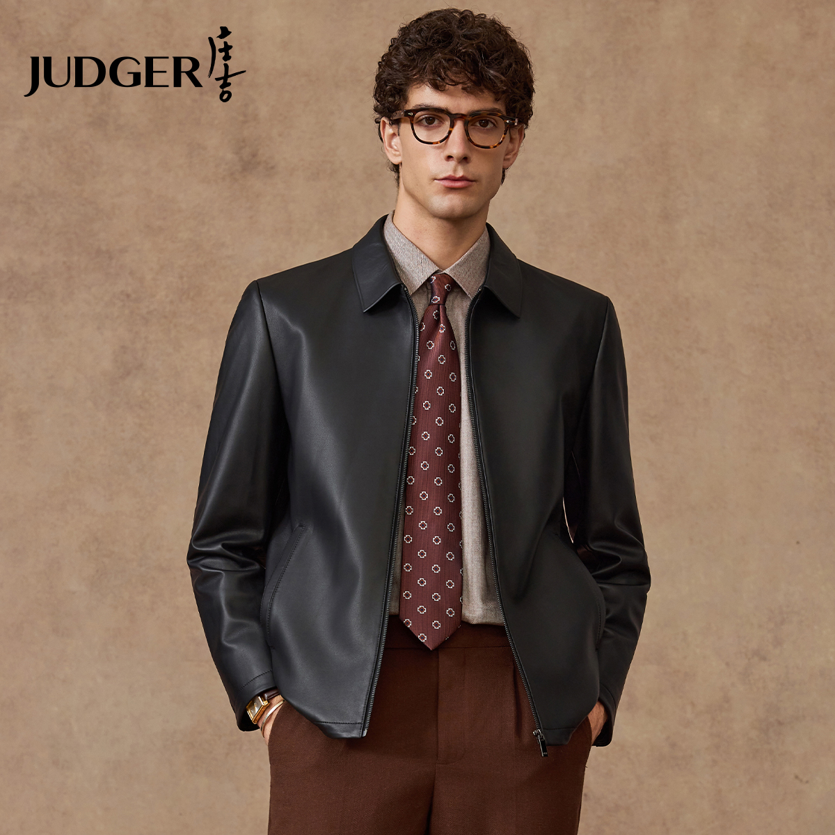 【细腻绵羊皮】庄吉男士真皮皮衣2025秋冬新款商务休闲翻领皮夹克