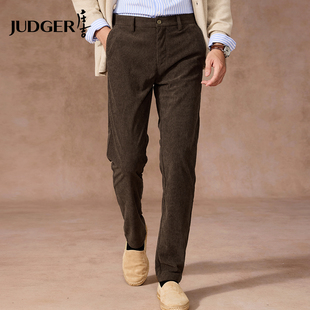 【灯芯绒】庄吉男士休闲裤2025秋冬新款通勤上班竖条纹直筒长裤子
