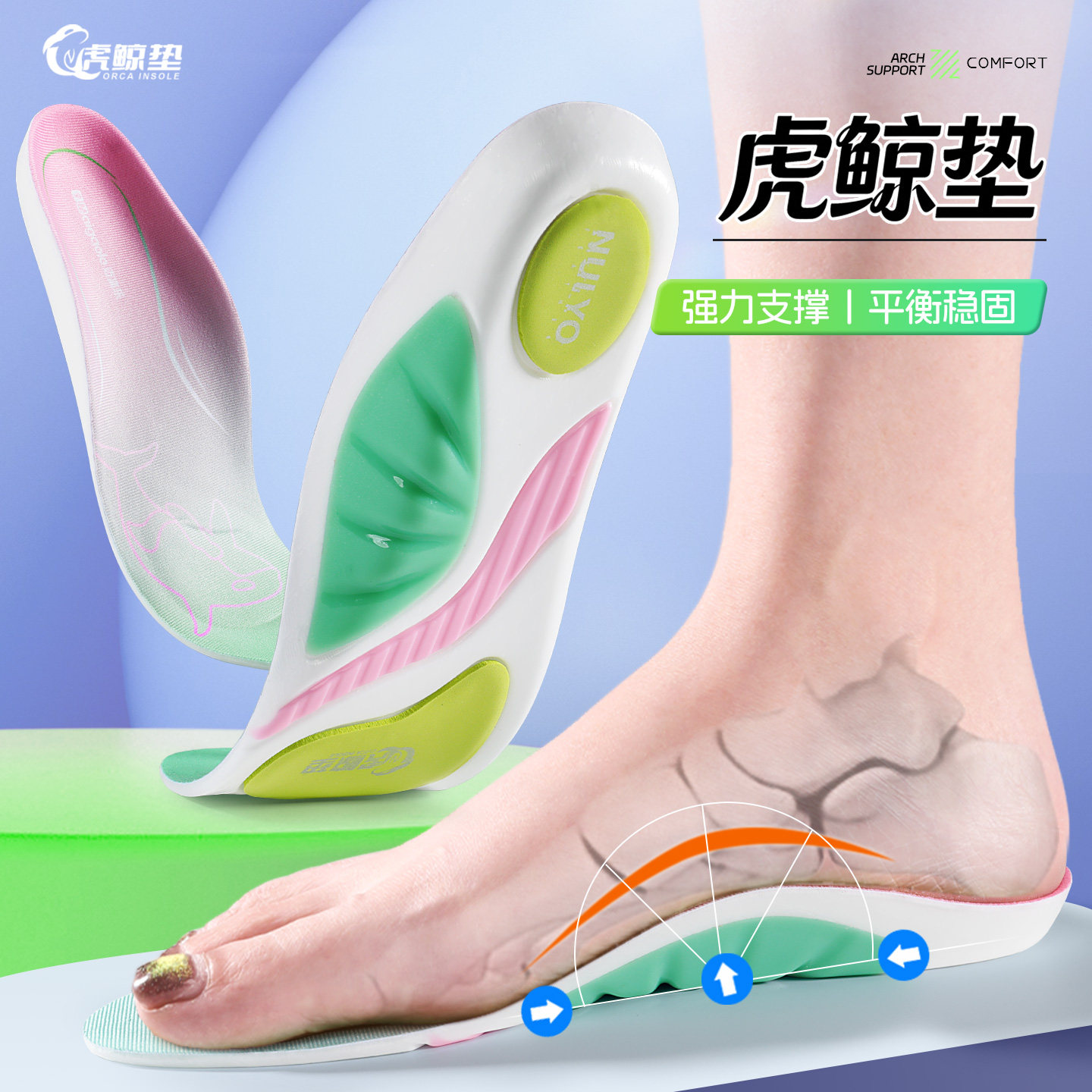 迈高乐虎鲸垫足弓支撑扁平足鞋垫图片