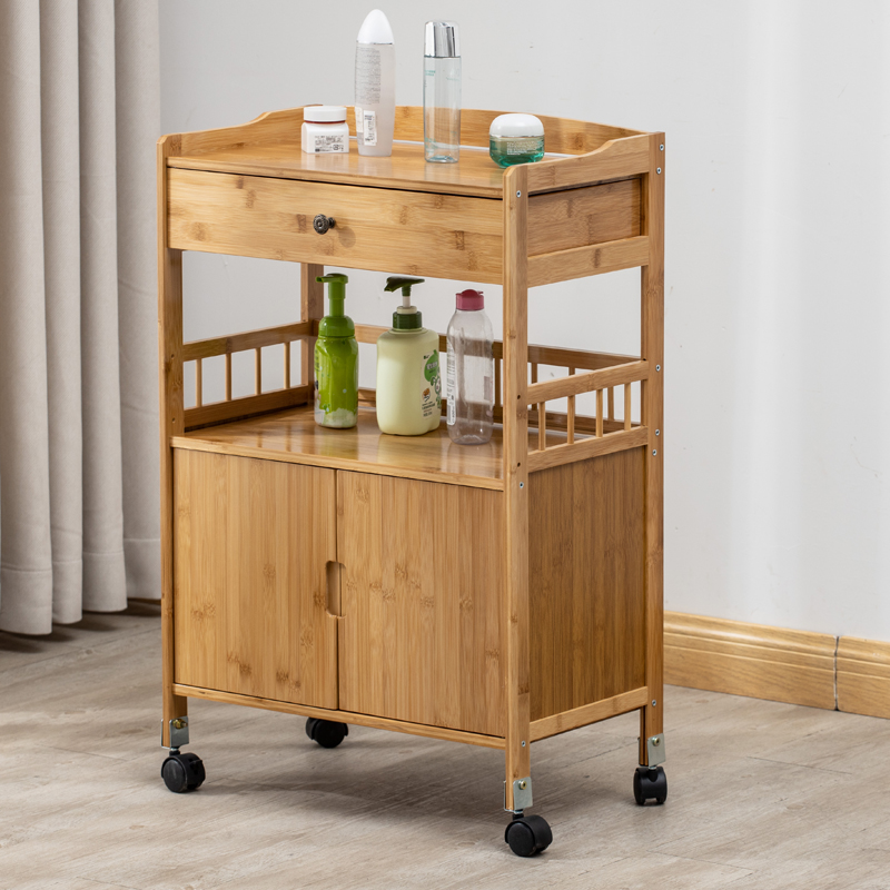 竹制美容小推车置物架美容院专用工具G车三层美发美甲店储物柜实