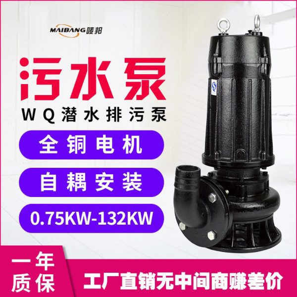 WQ10-10-0.75KW无堵塞污水泵杂质潜污泵排污泥提升水泵潜水排污泵