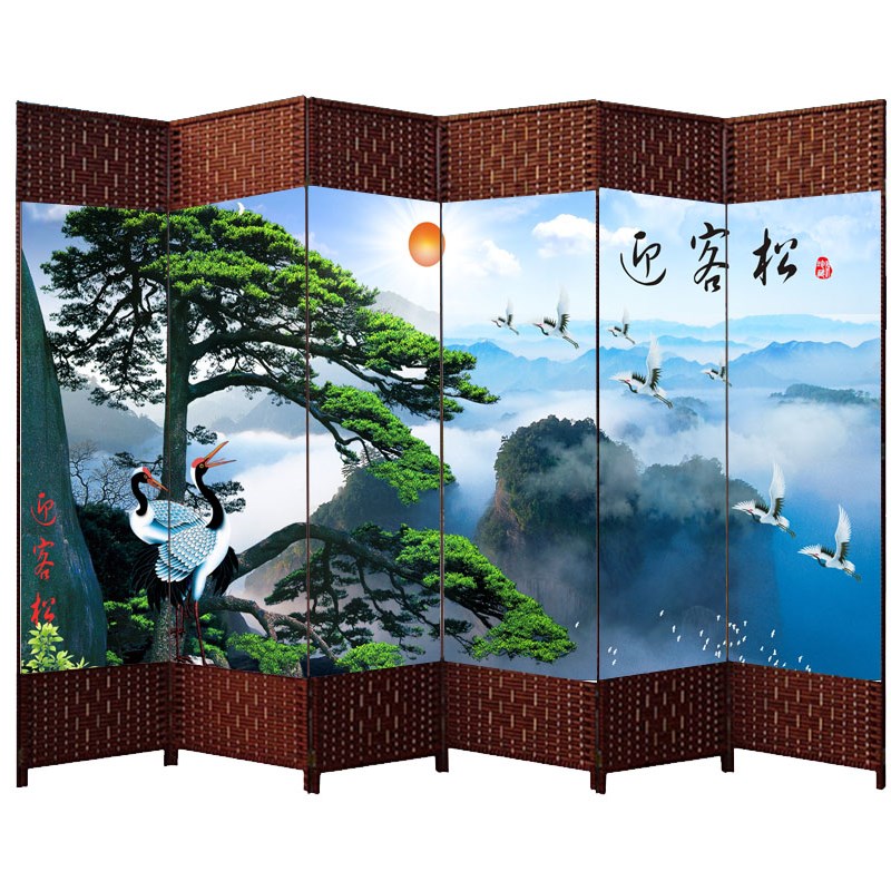 藤编屏风隔断墙卧室m客厅移动折屏现代简约布艺简易房间可折叠玄