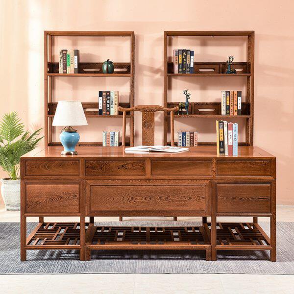 红木家具书房办公桌椅组合全实木中式古典书桌写字台鸡翅木大班台