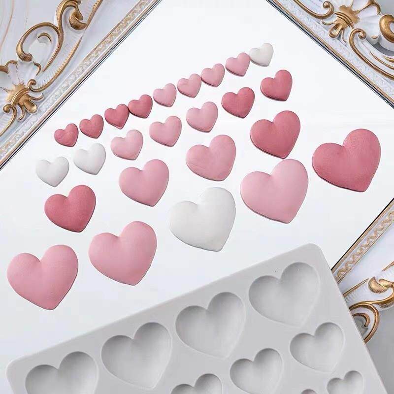 DIY爱心形雪花巧克力蛋糕装饰硅胶模具椭圆配件插件烘焙工具液态