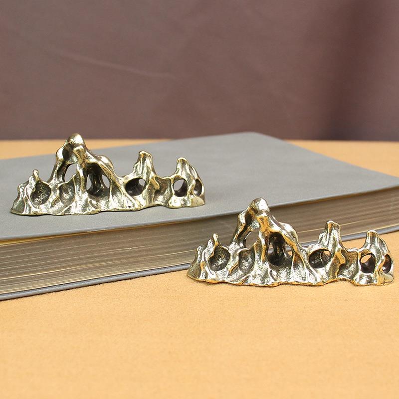 实心纯黄铜办公桌面假山小摆件古铜茶宠饰品工艺品礼品手把玩件