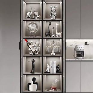 轻奢高端大气酒柜装饰品摆件简约现代客厅餐边电视玻璃柜乔迁装饰