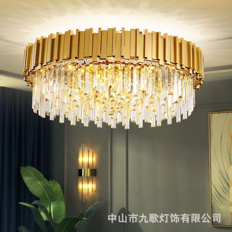 后现代大气客厅餐厅卧室吸顶灯设计师网红金色轻奢水晶吊灯