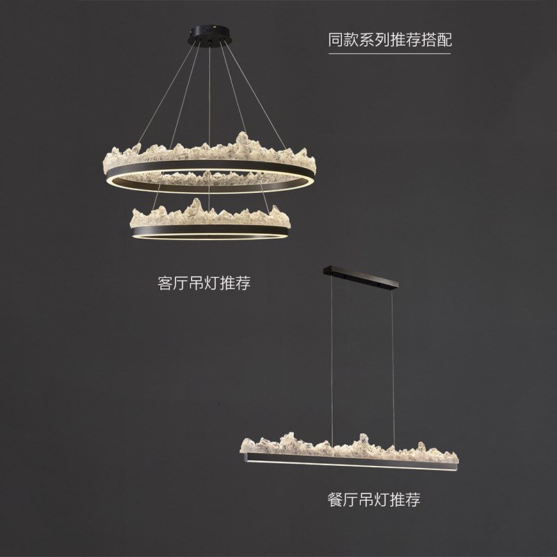 新款意式极简冰山餐厅长条吊灯现代轻奢设计师茶桌饭厅一字岛台灯