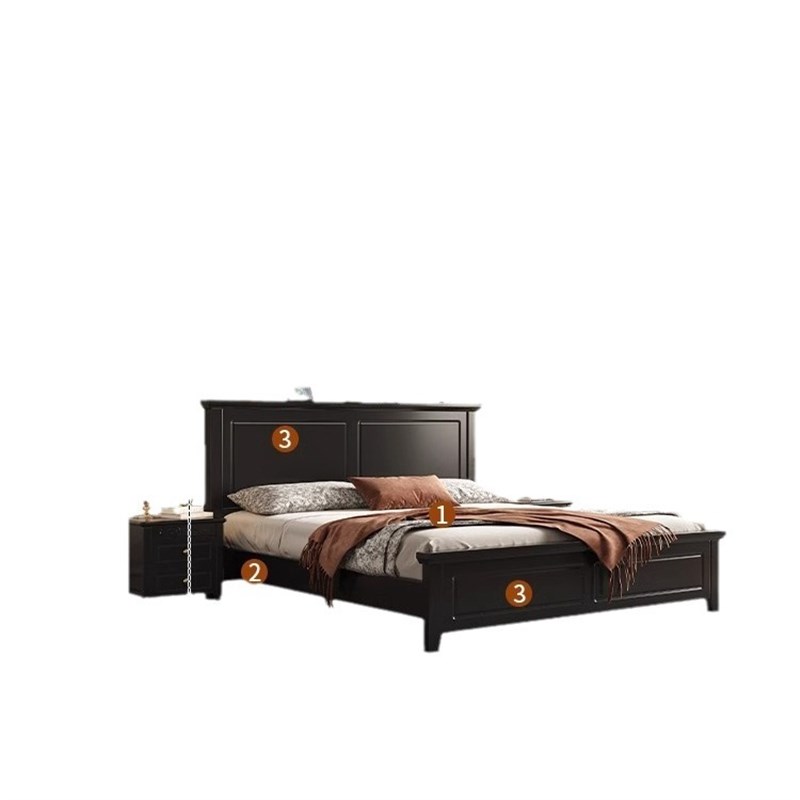 中古风实木床1米8双人床主卧大床气压高箱储物床小户型1.5m单人床