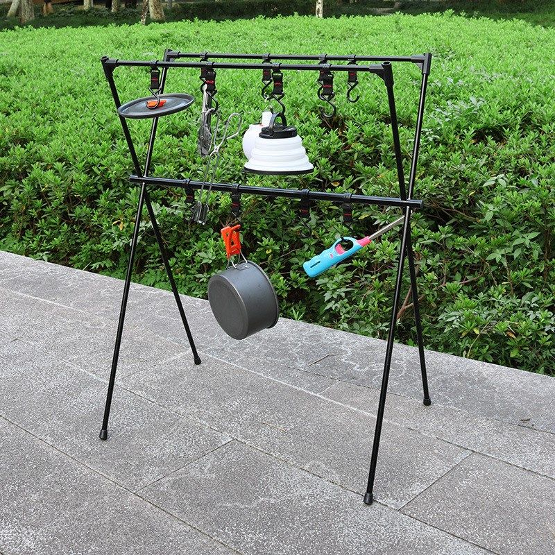 凹凸 户外便携式双层露营置物架旅游野营三角架子桌面收纳置物挂