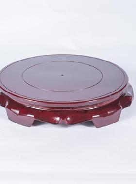 圆形实木底座花瓶花盆景鱼缸托盘奇石玉器酒坛手工木质摆件座