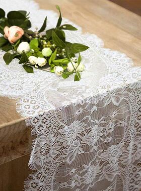 亚马逊热销蕾丝桌旗白色主题婚礼家居装饰桌旗36*300table runner