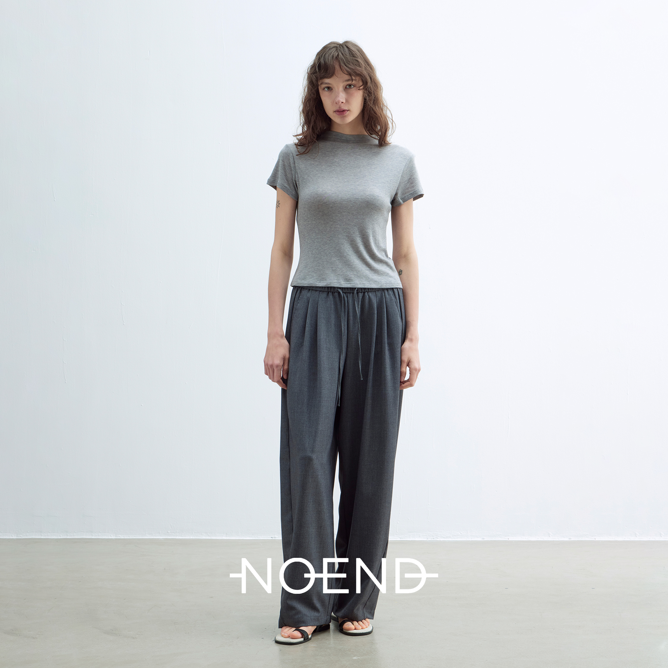 系带压褶抗皱垂坠感松弛西装长裤