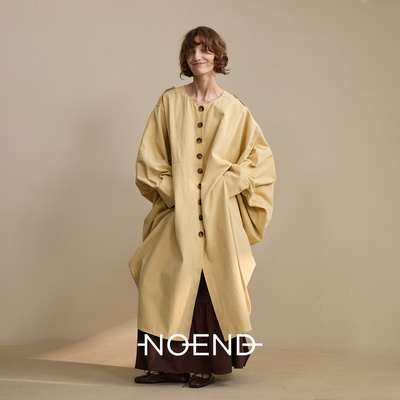 秋日电影感蝙蝠袖长款圆领茧形