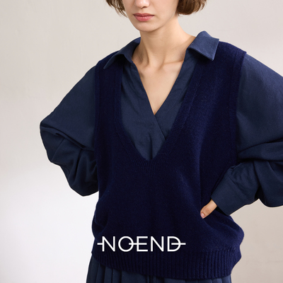 NOEND低调质感 全毛经典色宽松叠穿神器宽松大V领无袖针织背心