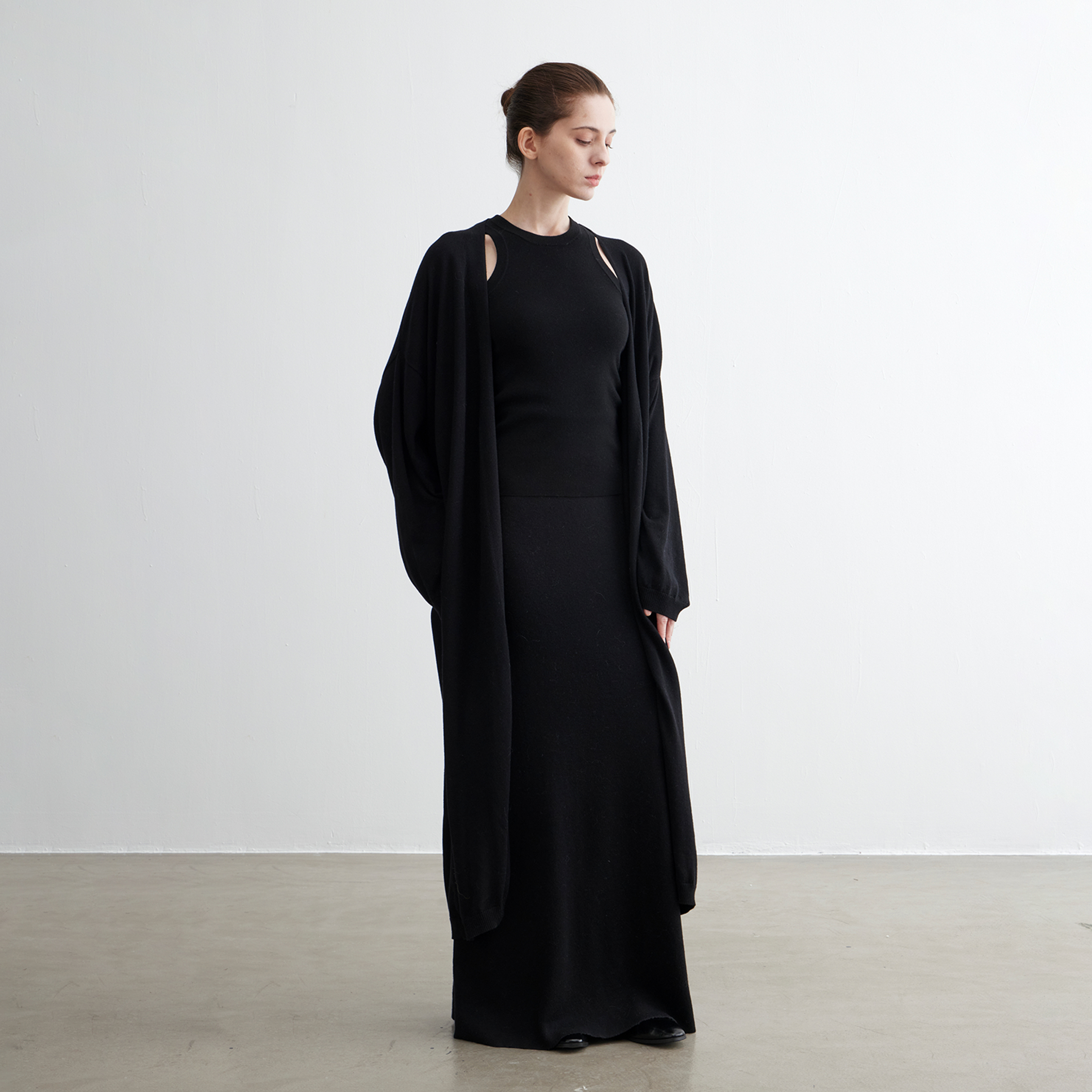 NOEND25SS 绵羊毛桑蚕丝细腻超显瘦工字背心 长款宽松开衫