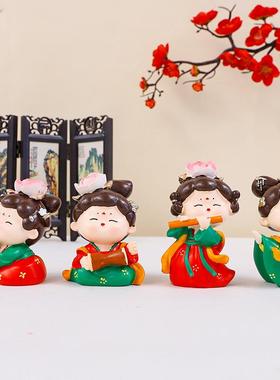 创意古风唐小环仕女摆件国潮少女风桌面小摆件家居装饰工艺品